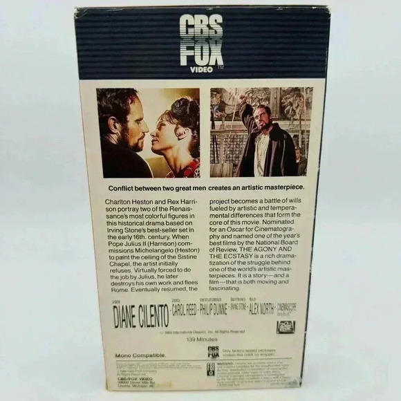 Vintage The Agony and The Ecstasy VHS Movie Tape #1007 - Picture 3 of 5